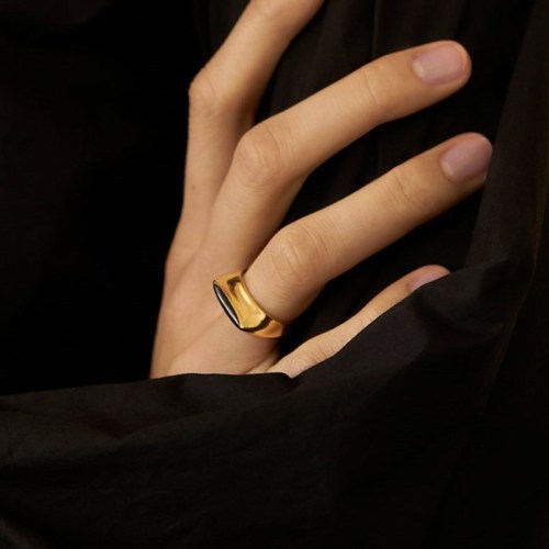 Oil Dripping Ring Women Versatile Square Flat Ring With Simple Index Finger Ring Cold Wind Hand Jewelry