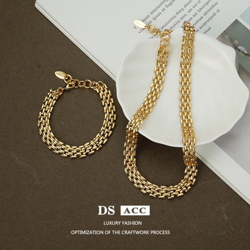 Bracelet Women Niche Design Light Luxury 18K Gold-Plated Simple And Versatile Cold Wind Couple Plain Chain