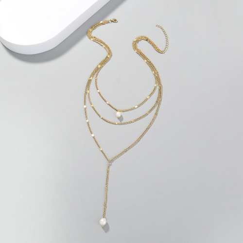 Style Retro Pendant Necklace Simple Cool Wind Pearl Necklace Versatile Clavicle Chain
