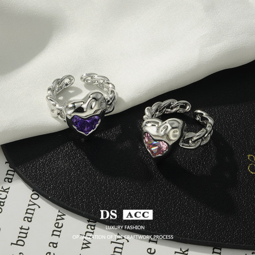 Love Ring Women Light Luxury Exquisite Chain Decoration Vintage Niche Design Index Finger Open Ring