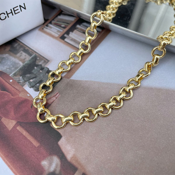 Bracelet Women Niche Design Fashion Thick Chain Splicing Cold Wind Clavicle Chain Personality Copper Plated Gold Necklace Man