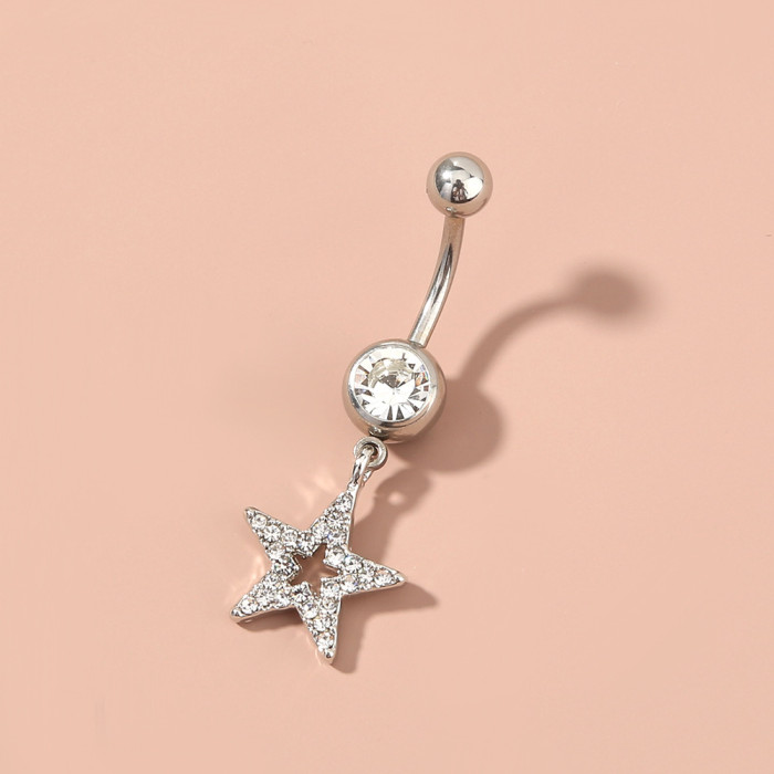Jewelry Personalized Five Pointed Star Diamond Inlaid Navel Nail Niche Design Zircon Piercing Navel Ring Navel Button