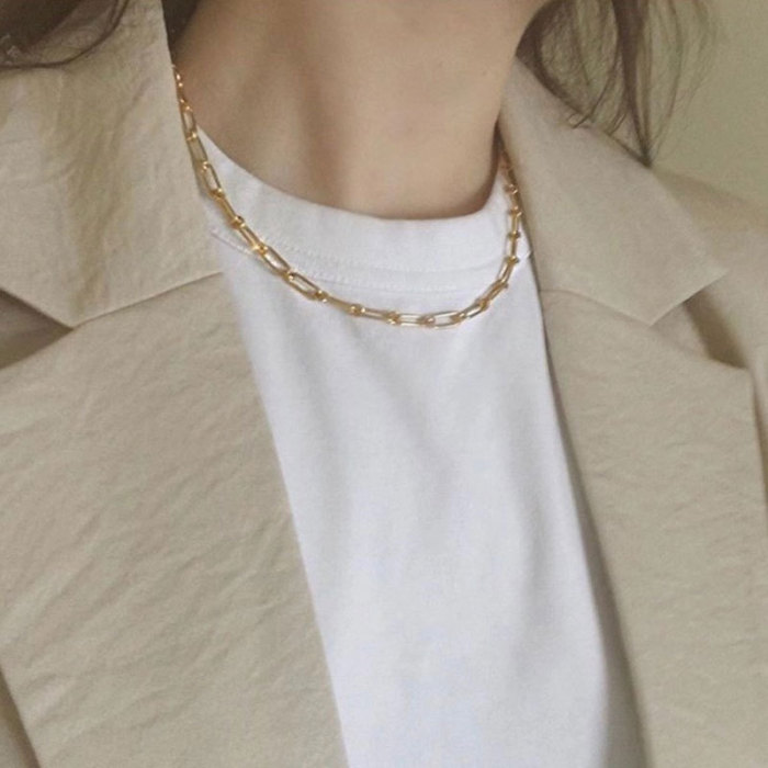Chain Necklace Women Minimalist Cool Wind Rectangular Clavicle Chain Hip Hop Overlapping Bracelet Star