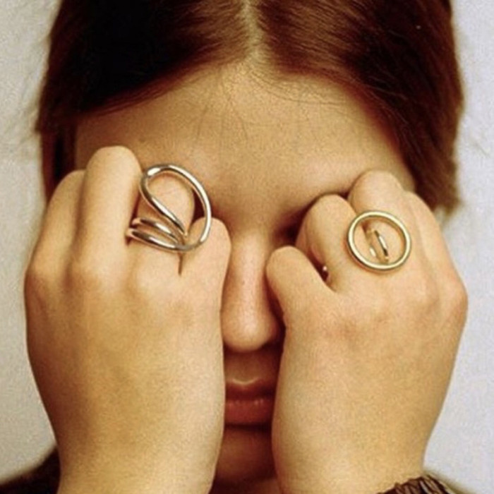 Twisted Ring Women Geometry Ring Cold Wind Index Finger Ring Leaky Extreme Simple Wind Ring Star