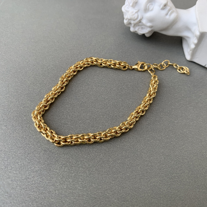 Necklace Women Fried Dough Twist Chain Niche Fashion Metal 18K Gold Plated Simple Personality Versatile Collarbone Chain