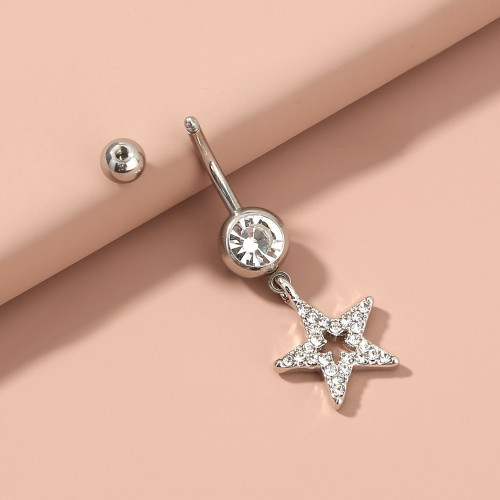 Jewelry Personalized Five Pointed Star Diamond Inlaid Navel Nail Niche Design Zircon Piercing Navel Ring Navel Button