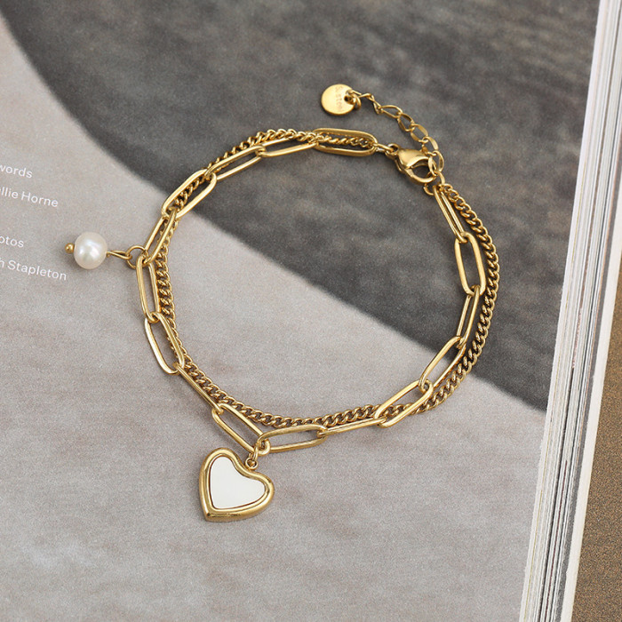 Love Bracelet Women'S Fashion 18K Gold-Plated Titanium Steel Double-Layer Niche Design Light Luxury Style Jewelry