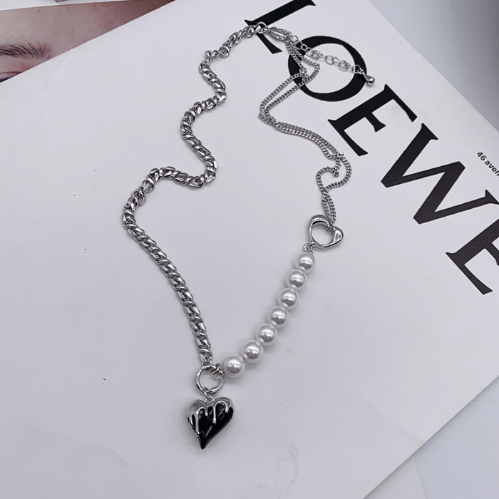 Love Necklace Women Niche Style Cool Style Personalized Splicing Design Collarbone Chain