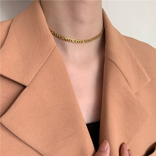 Necklace Women'S Fashion Short Thin Chain Simple Personality Choker Niche Cool Necklace Hip Hop Collarbone Chain