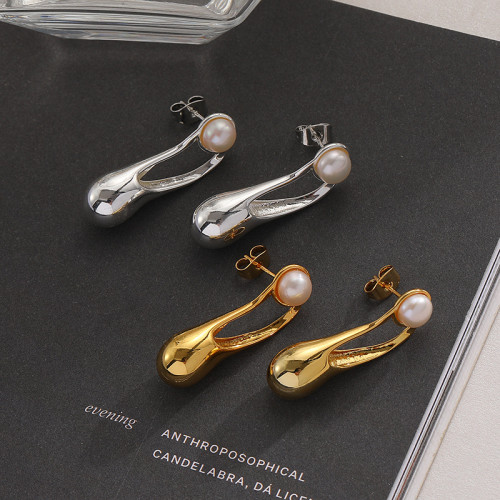 Natural Pearl Earrings Women'S Light Luxury Fashion Personalized Earrings Simple French Versatile Earrings