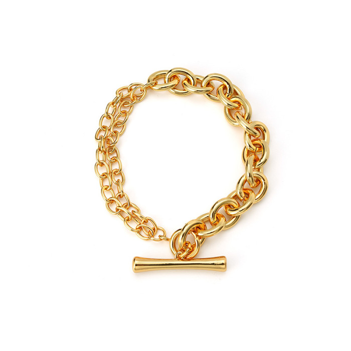 Bracelet Women'S 18K Gold-Plated Lap Buckle Chain Light Luxury Style Flow Versatile Fashion Niche Design Jewelry
