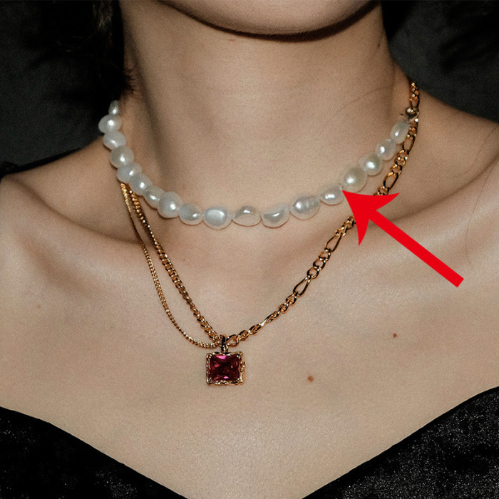 Necklace Women'S Fashion Light Luxury Zircon Pendant Sweater Chain Personalized Splicing Versatile Collarbone Chain