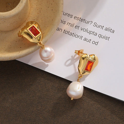 Natural Pearl Earrings Women Fashion Earrings Zircon Personalized Versatile French Light Luxury Earrings