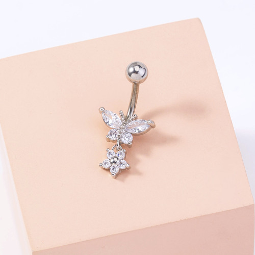 Simple And Fresh Mini Inlaid Butterfly Navel Nail Zircon Piercing Navel Accessories