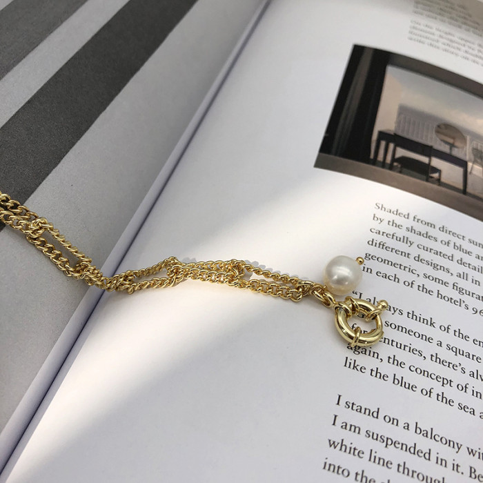 Pearl Bracelet Women'S Double-Layer Chain Splicing Metal Cool Wind Niche Design Jewelry