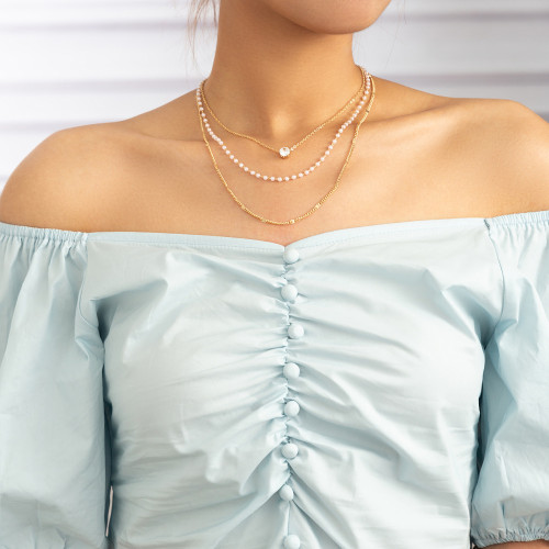 Creative Multi-Layer Zircon Pendant Necklace Women Cool Wind Niche Design Collarbone Sweater Chain