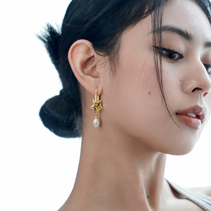 Pearl Earrings Women'S Fashion Earrings 18K Gold Plated Personalized Popular Versatile Light Luxury Earrings