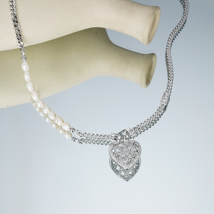 Love Pearl Necklace Women'S Versatile Light Luxury Accessories Nian Liqui Silver Collarbone Chain