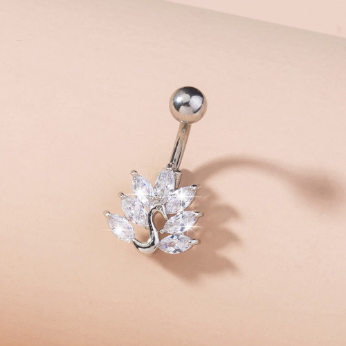 E-Commerce Fashion Navel Ring Creative Peacock Zircon Navel Button Navel Ring Women Puncture Jewelry Wholesale