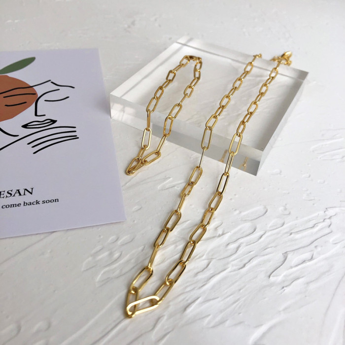 Chain Necklace Women Minimalist Cool Wind Rectangular Clavicle Chain Hip Hop Overlapping Bracelet Star