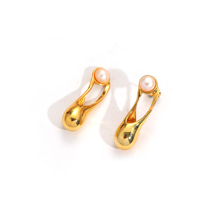 Natural Pearl Earrings Women'S Light Luxury Fashion Personalized Earrings Simple French Versatile Earrings