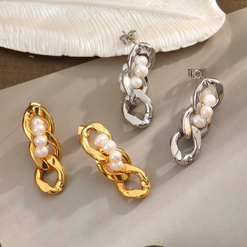 Natural Pearl Earrings Women'S Fashion Niche Design Earrings French Light Luxury Style Earrings