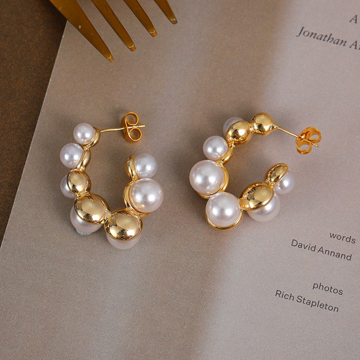 Pearl Earrings Women'S Fashion Light Luxury Earrings French Style Niche Design Earrings