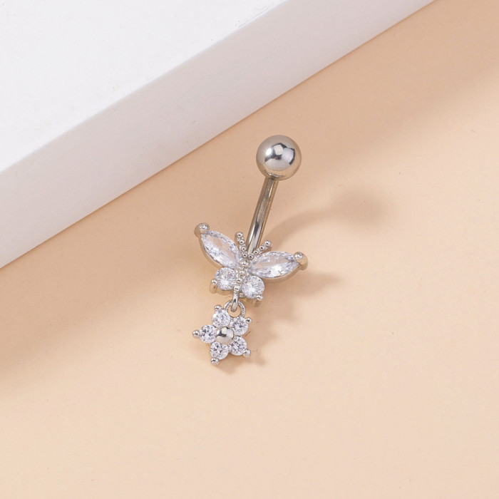 Simple And Fresh Mini Inlaid Butterfly Navel Nail Zircon Piercing Navel Accessories