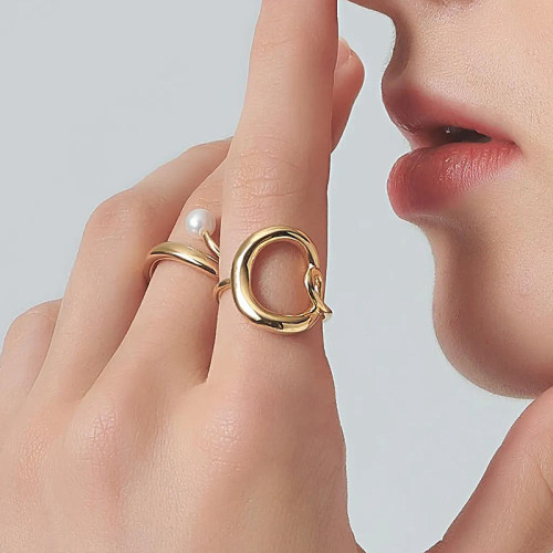 Ring Women Cool Style Personalized Geometric Women Ring 18K Gold Plated Light Luxury Niche Design Index Finger Ring