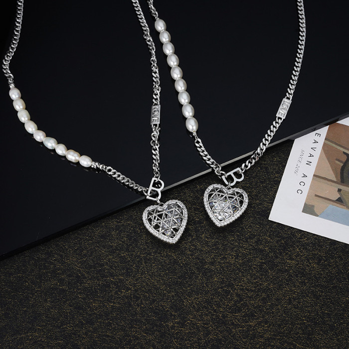 Love Pearl Necklace Women'S Versatile Light Luxury Accessories Nian Liqui Silver Collarbone Chain