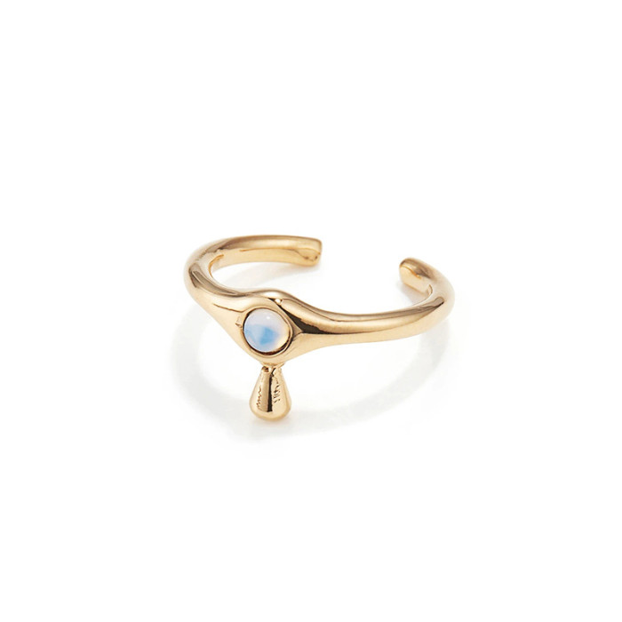 Water Drop Ring Women Exquisite Opal Light Luxury Fashion Niche Design Open Index Finger Ring