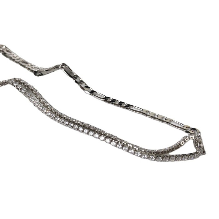 Diamond Inlaid Necklace Women'S Double-Layer Zircon Clavicle Chain Niche Design Twist Thin Chain Jewelry