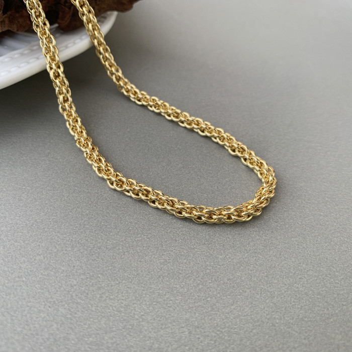 Necklace Women Fried Dough Twist Chain Niche Fashion Metal 18K Gold Plated Simple Personality Versatile Collarbone Chain