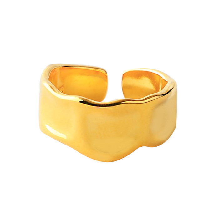 Concave Convex Smooth Open Ring Women Niche Style Adjustable Ring Cool Wind Index Ring