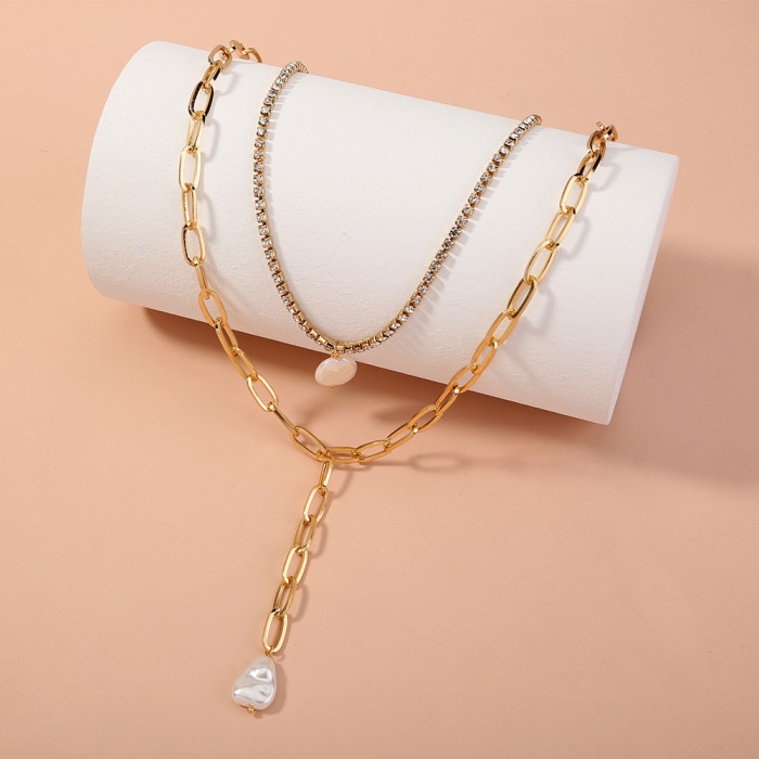 Flow Accessories Creative Versatile Hip Hop Beach Necklace Baroque Imitation Pearl Fashion Necklace