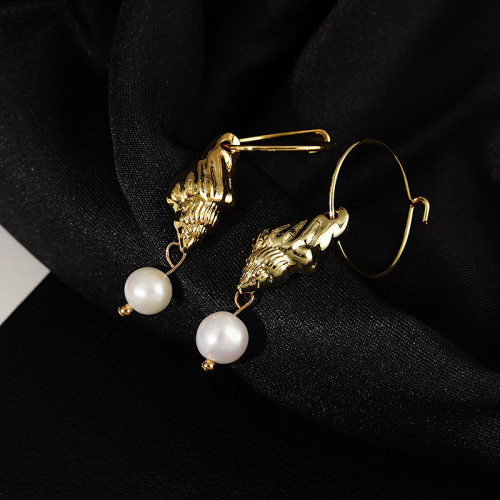 Pearl Earrings Women'S Light Luxury Fashion Personalized Conch Earrings Style Niche Autumn Winter Earrings