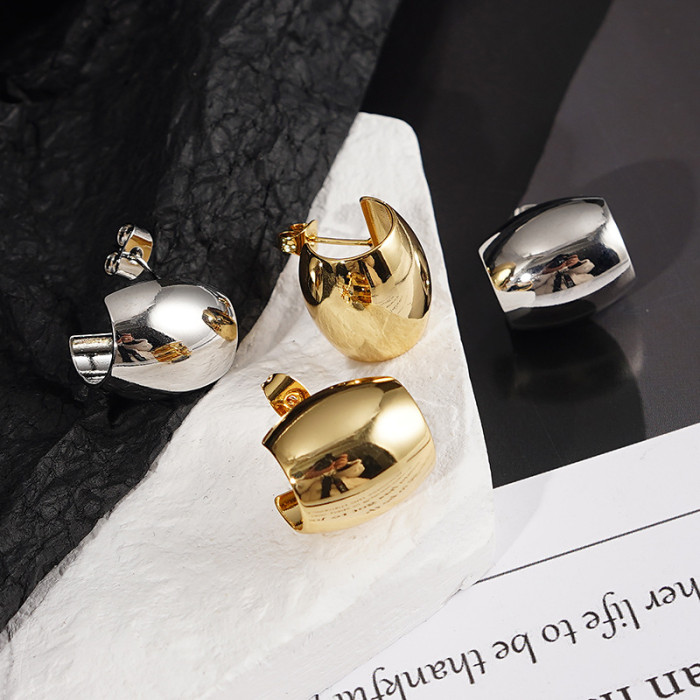 Cool Wind Earrings Women'S Light Luxury Fashion Earrings Metal Glossy Style Fall Winter Versatile Earrings