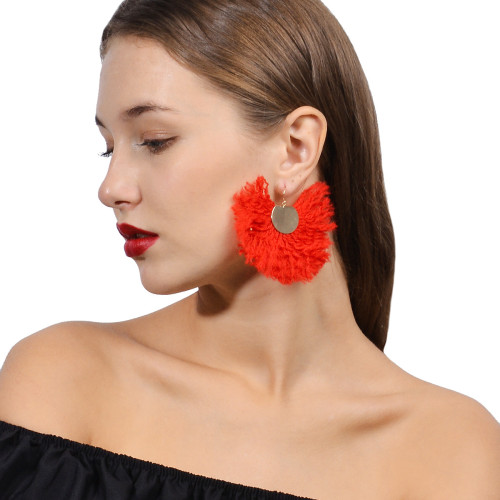 Exaggerated National Style Personalized Earrings Multicolor Cashmere Fan-Shaped Earrings