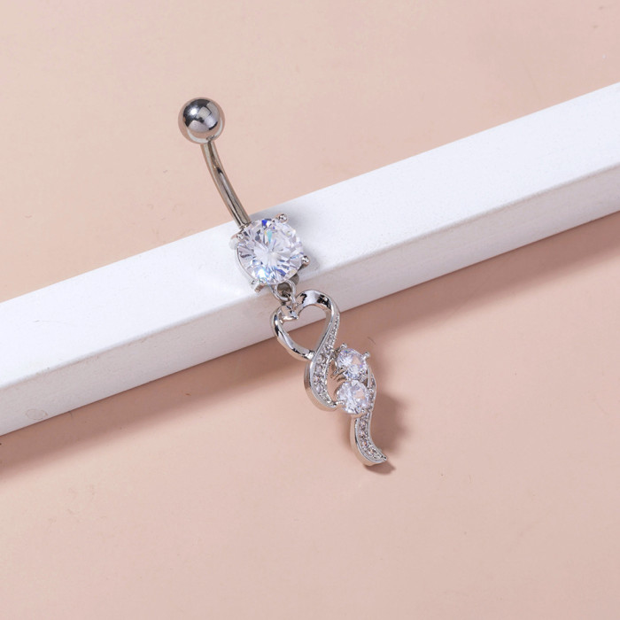 Creative Retro Zircon Simple Love Pendant Navel Nail Navel Ring Piercing Jewelry Wholesale