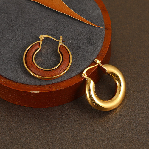 Hoop Earrings Women'S Light Luxury Retro 18K Gold Plated Earrings Fashion Style Versatile Niche Design Earrings