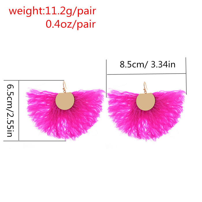 Exaggerated National Style Personalized Earrings Multicolor Cashmere Fan-Shaped Earrings