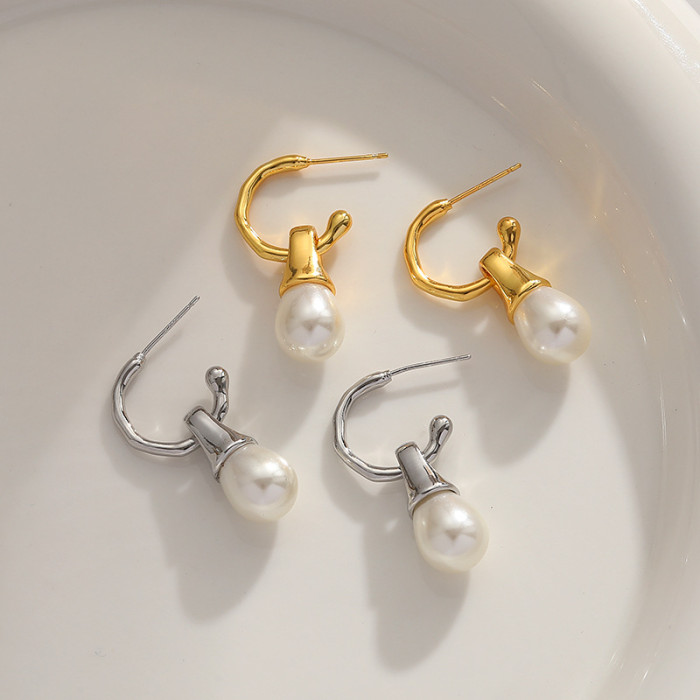 Pearl Earrings Women'S French Light Luxury Style Earrings Personalized Elegant Simple Niche Design Earrings