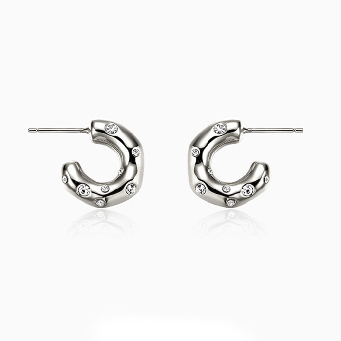 Hoop Earrings Women Fashion Zircon Circle Earrings Simple And Versatile Light Luxury Earrings