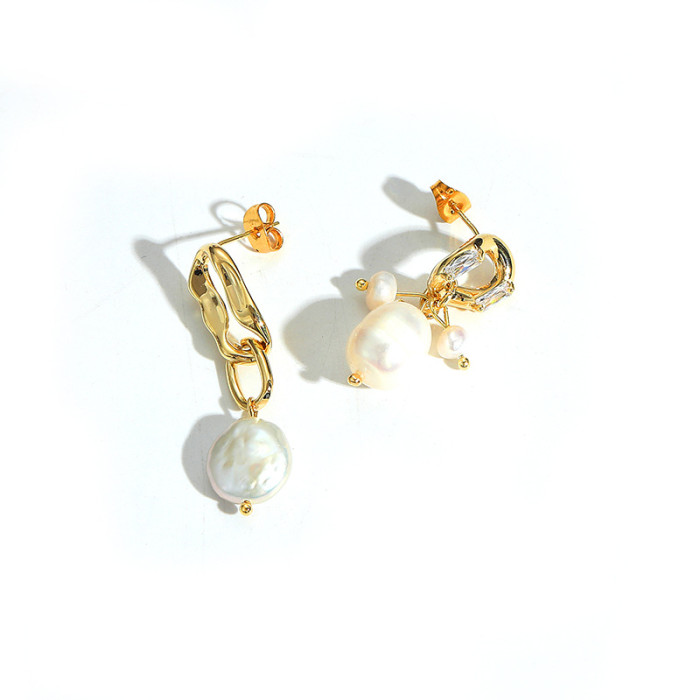 Natural Baroque Pearl Earrings Women'S Light Luxury French Earrings Style Elegant Fashion Earrings