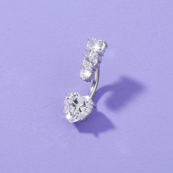 Personalized Niche Creative Heart-Shaped Zircon Navel Ring Navel Nail Puncture Jewelry Wholesale