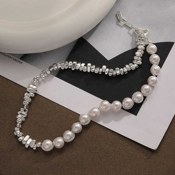 Pearl Necklace Women'S Light Luxury Silver Sweater Chain Fashion Style Versatile Collarbone Chain
