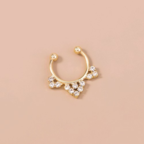 Popular Crown Crystal Diamond Nose Ring Niche Design Nasal Bone Nail Puncture Personalized Nasal Nail Nose Ornament Lady