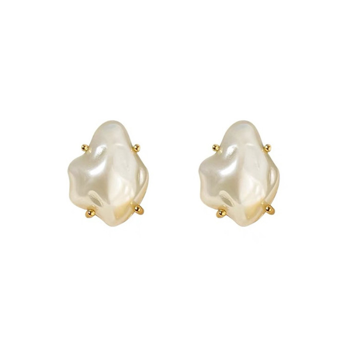 Baroque Pearl Earrings Women Fashion Earrings Personality Light Luxury Versatile Style Earrings