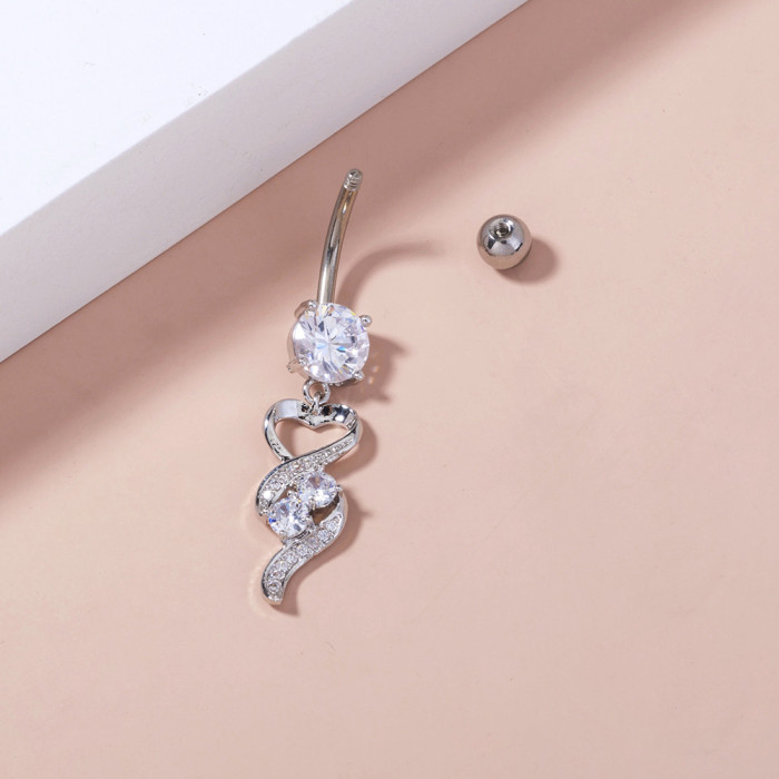 Creative Retro Zircon Simple Love Pendant Navel Nail Navel Ring Piercing Jewelry Wholesale