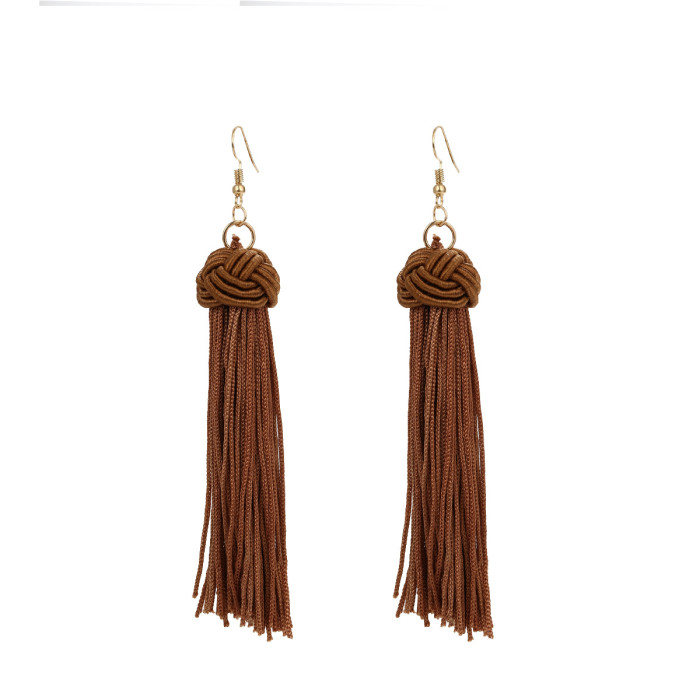 Jewelry Retro National Style Exaggerated Earrings Hand Woven Multicolor Long Tassel Earrings B0557